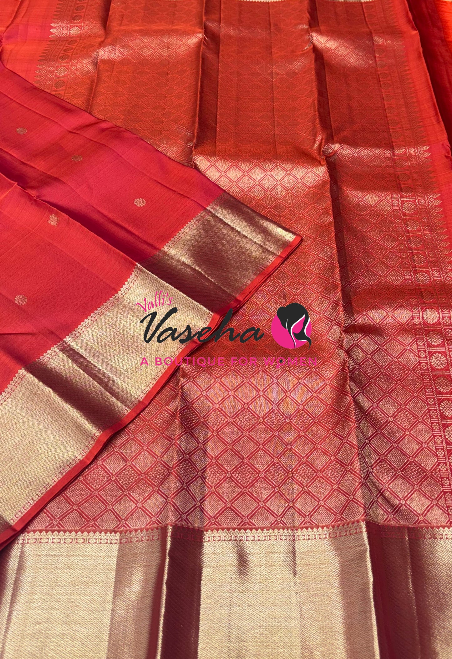 Pure Kanchipuram Silk Saree - Orange Shade - VVPS011