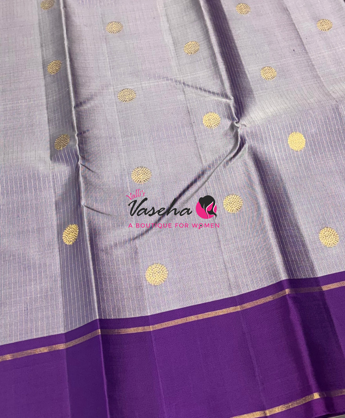 Pure Kanchipuram Silk Saree - Vairavoosi Design  - Light Lavender With Purple - VVPS059
