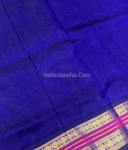 Pure Korvai Silk Cotton Saree - Treble town shade with Blue - VVKSC004