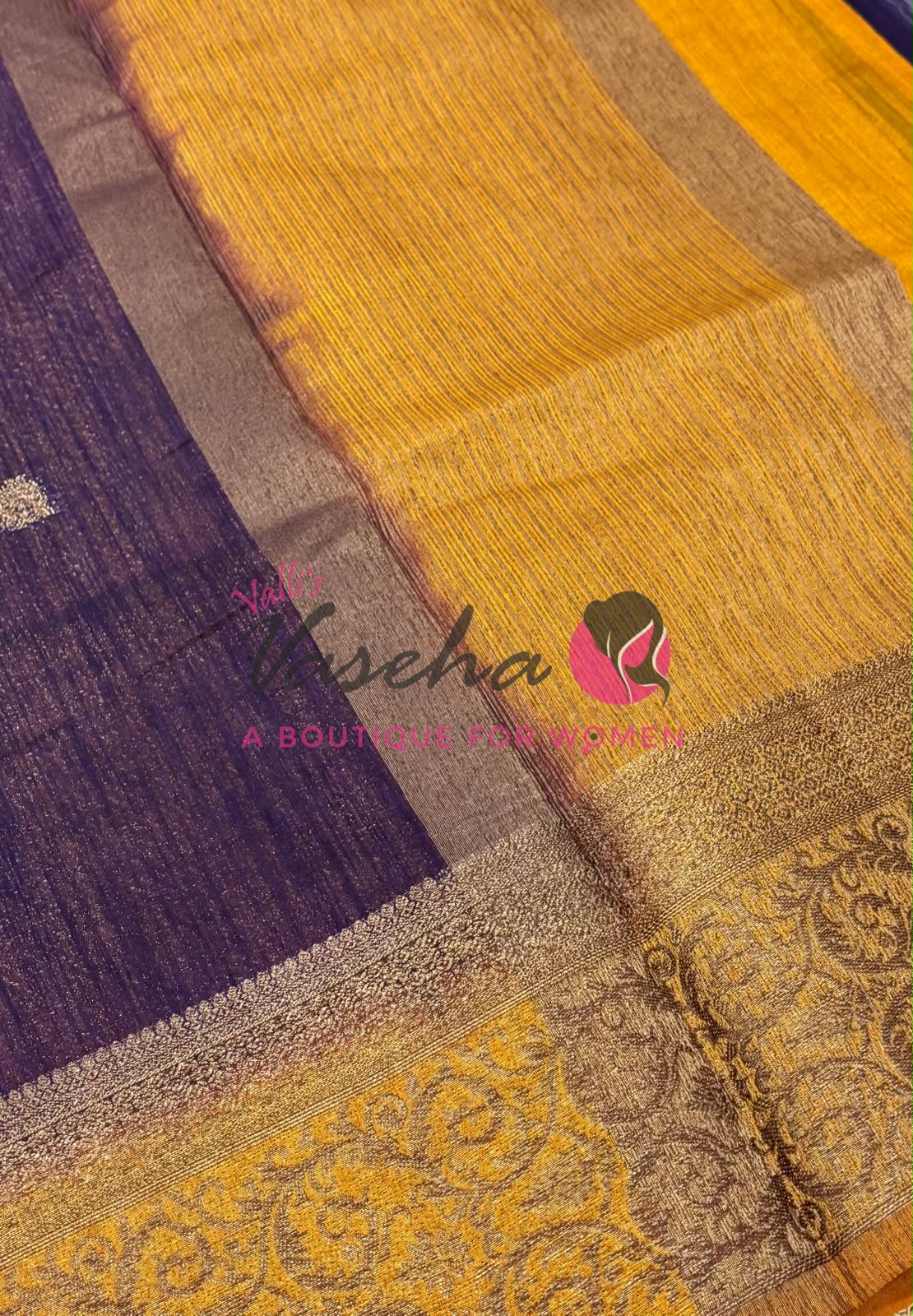 Bamboo Silk Saree- Purple with Yellow Shade - VVBSS015