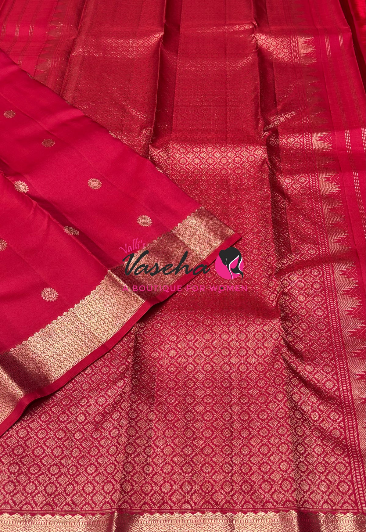 Pure Kanchipuram Silk Saree -  Red Shade - VVPS093