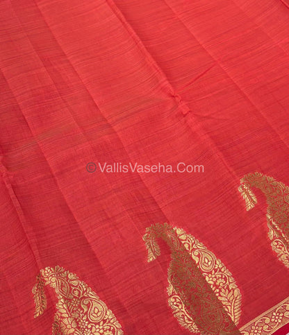 Semi Tussar Silk - Small Mango - Red Shade - VVSTS002