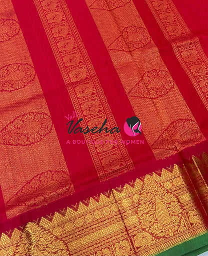 Pure Korvai Silk Cotton - Blue with Red Shade VVKSC019