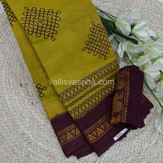 Sungudi Cotton Saree  - Kolam Print  - VVSKP002