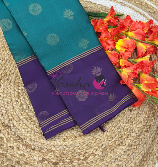 Half Mix - Pure Soft Silk Saree - Long Retta Petta Border with Butta - VVPSS105