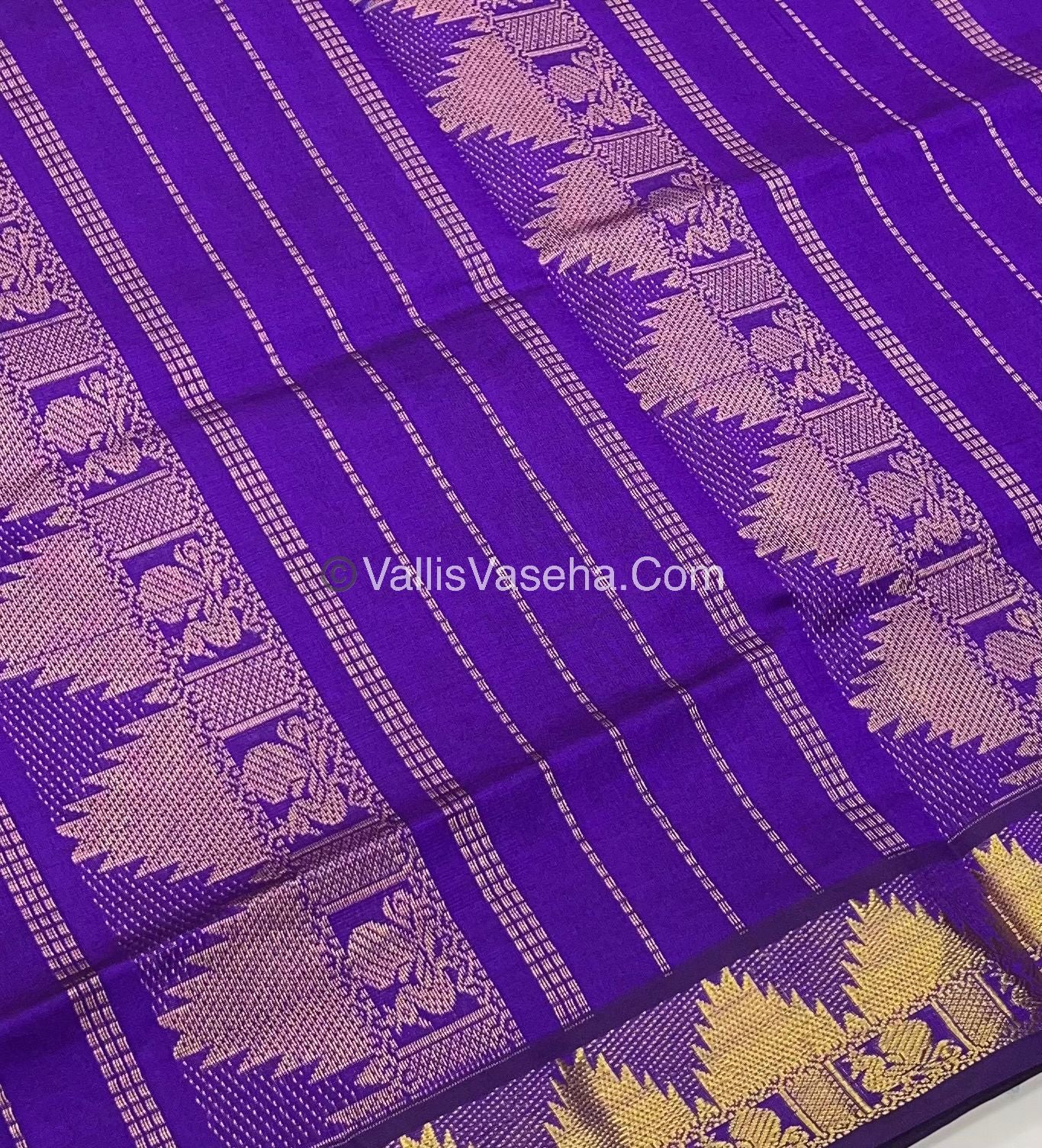 Semi Silk Cotton Saree - Ramar Green With Purple Shade - VVSSC005
