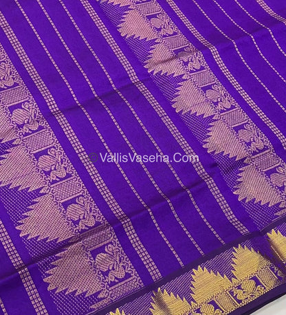 Semi Silk Cotton Saree - Ramar Green With Purple Shade - VVSSC005