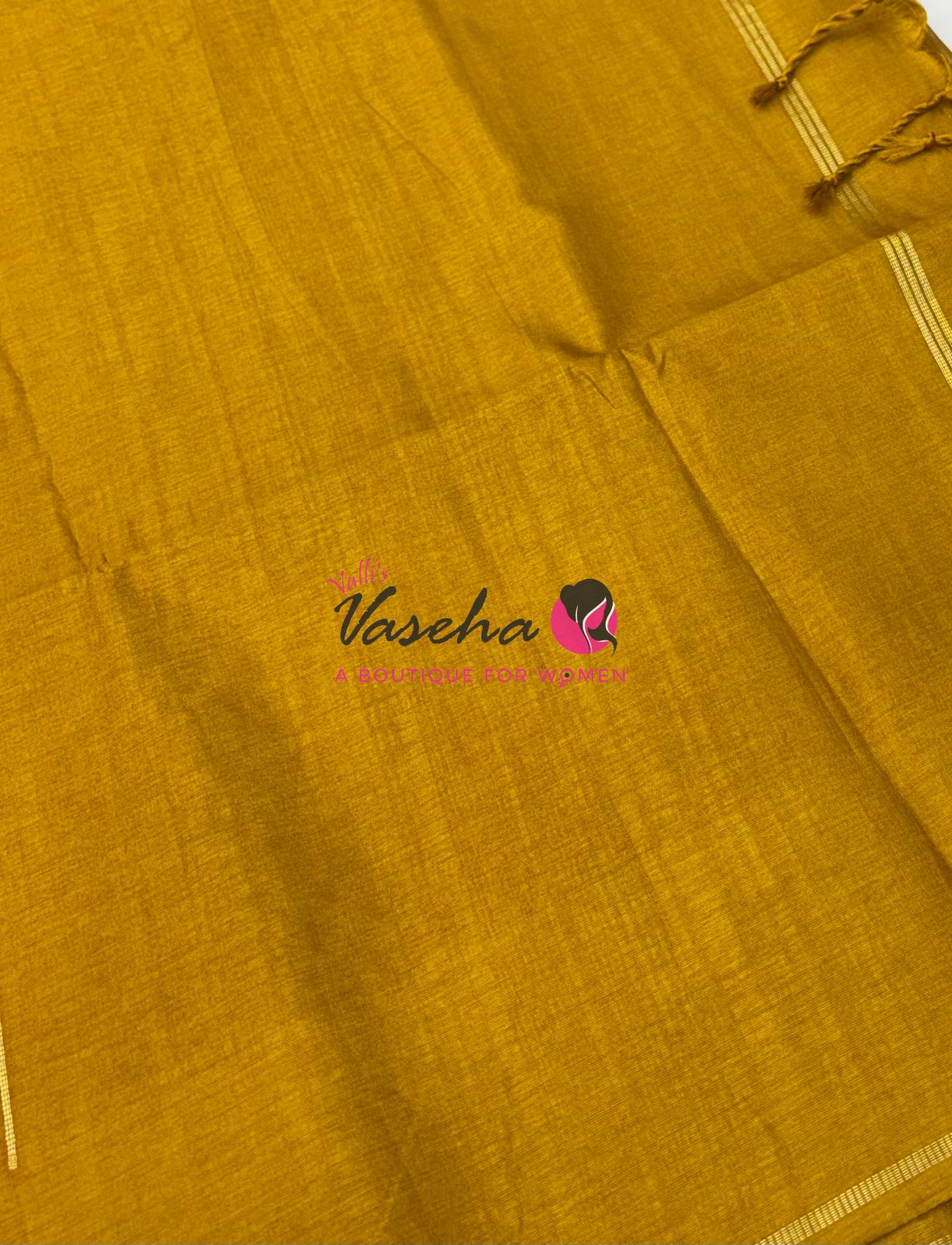 Semi Tussar Silk Saree | Yellow Shade |VVSTS049