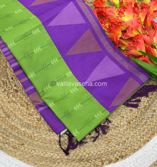 Semi Chappa Silk - Green with Purple - VVSC003