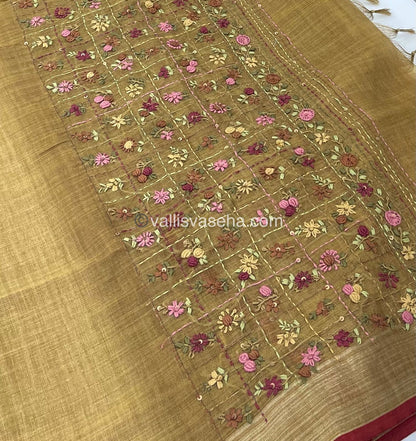 French Knot - Tissue Saree -Venthaya Yellow Shade - VVLFN001