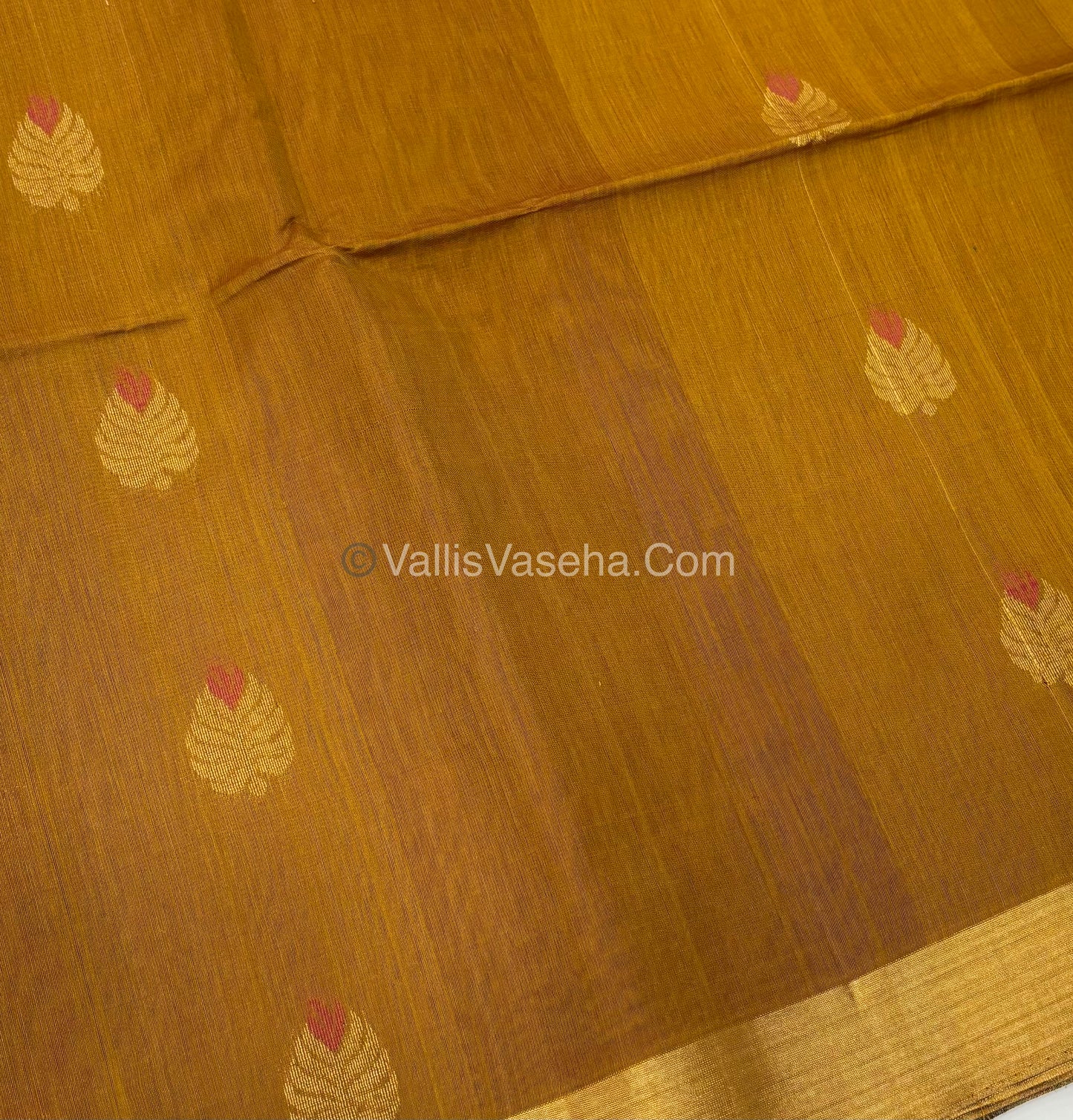 Kora Silk Saree - SICO -  Mustard Yellow With Black Shade  - VVKS002