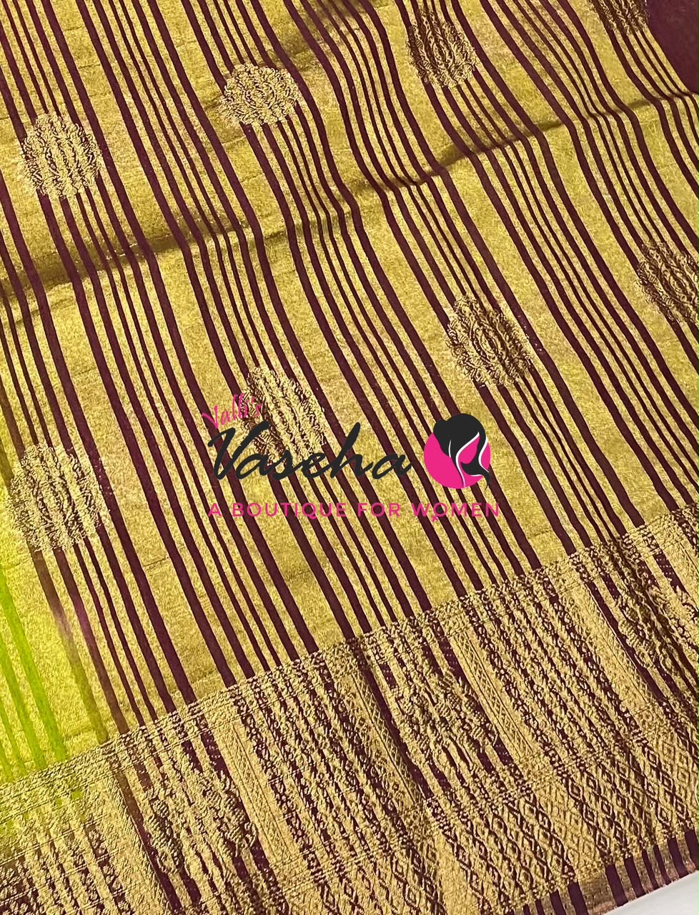 Semi Jute Silk Saree - Green With Maroon Shade- VVSJS002