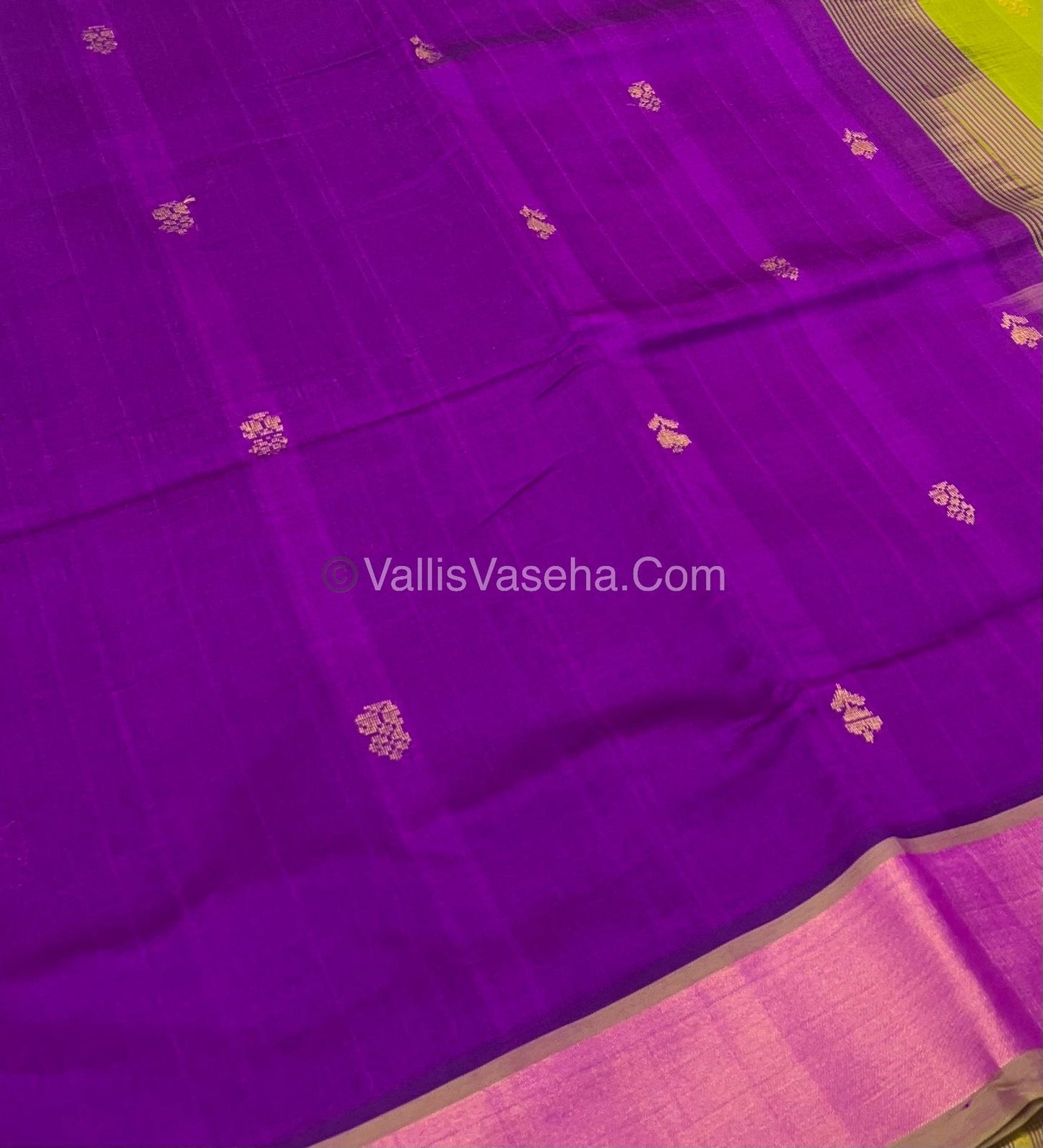 Semi Silk Cotton Saree - Purple & Mehandi Green Combo - VVSSC001