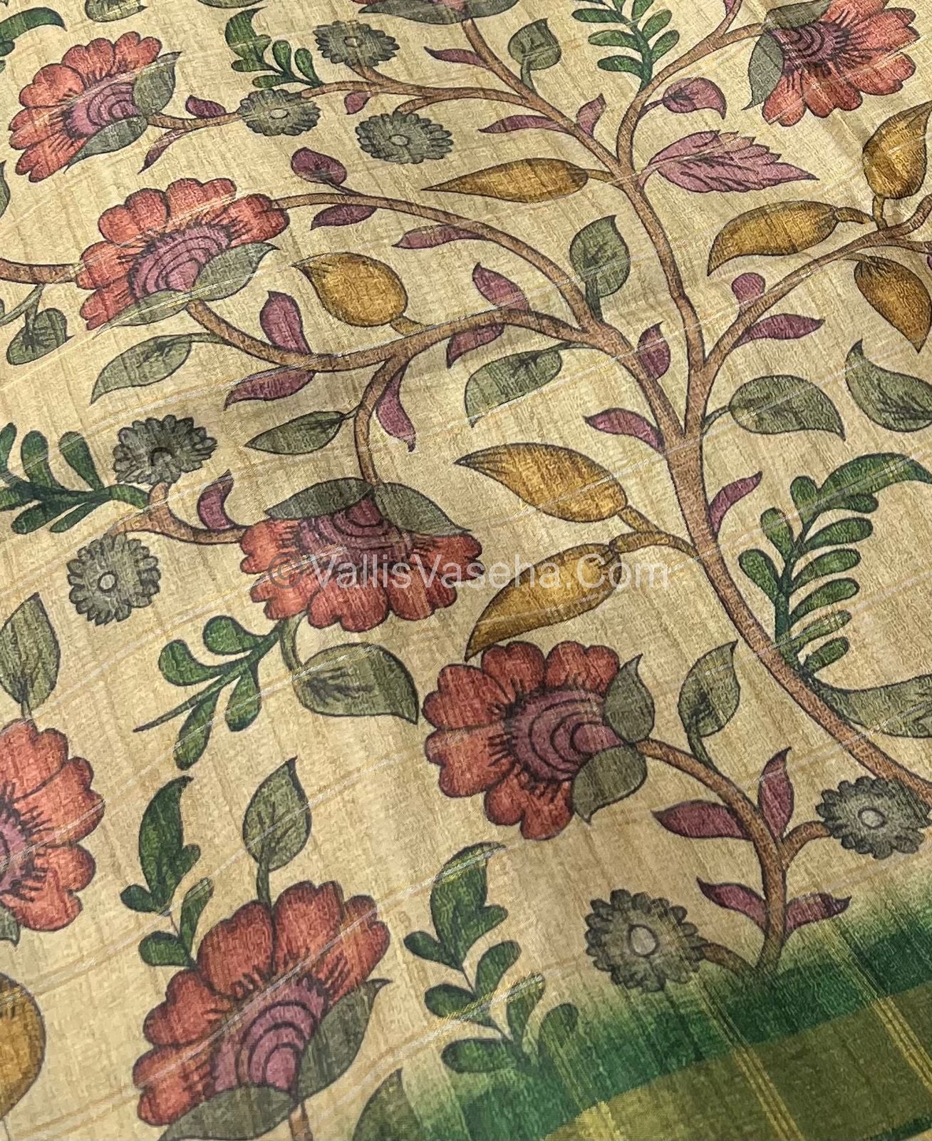 Semi Gicha Tussar Silk Saree - checks pattern - VVSGT001