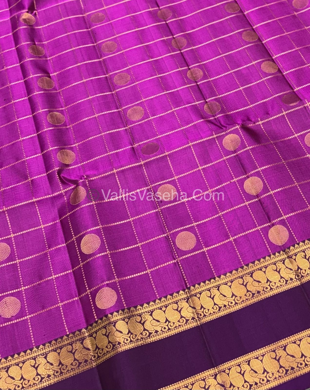 Pure Soft Silk Saree - Retta Petta Border - Magenta & Purple Shade - VVPSS057