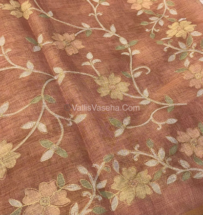 Tissue Linen Saree - light Orange Shade - VVTLS001