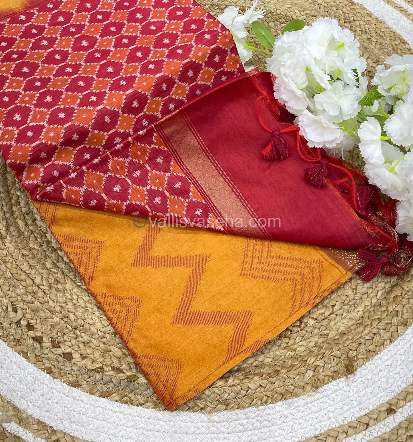 Semi Raw Silk with Zig Zag  Design Weaving - VVRS003