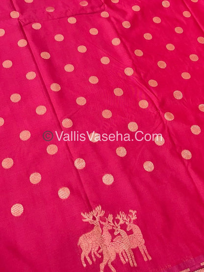 Semi Soft Silk - Deer Butta Border - Pink Shade -VVSSS017
