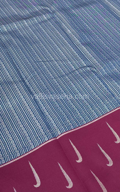 Kanchi Semi Silk - Blue with Merunish Purple - VVKSS001