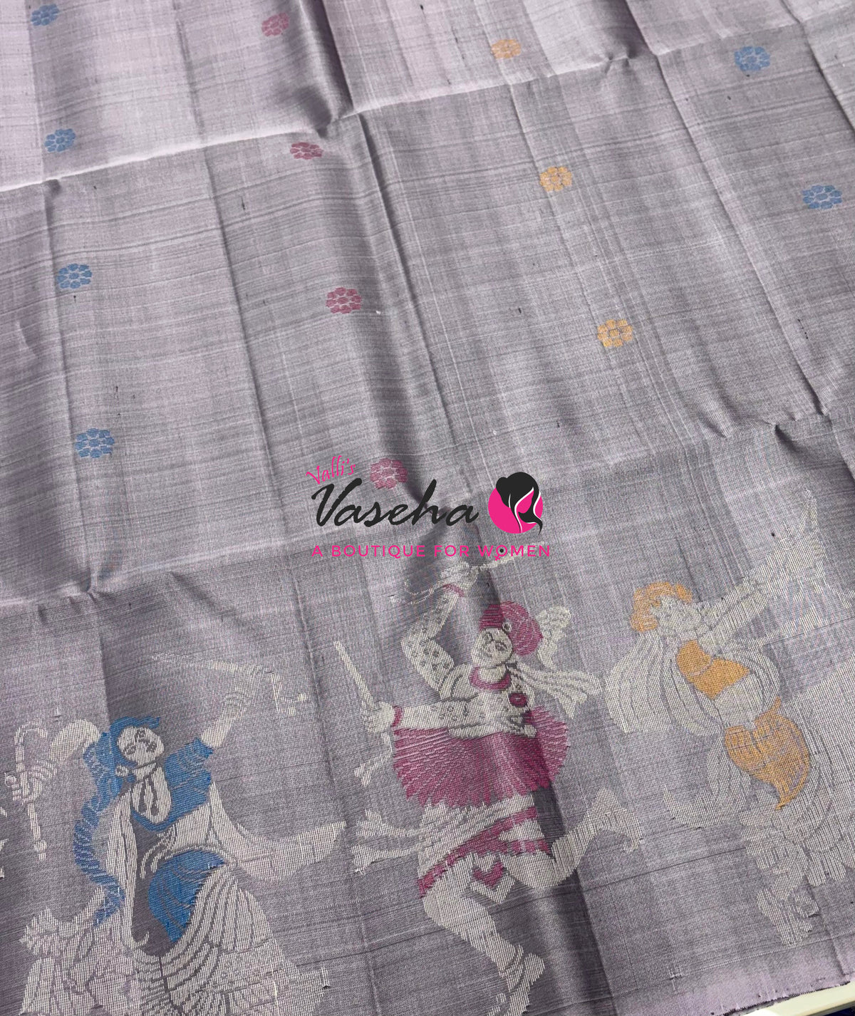 Pure Soft Silk Saree  - Grey With Dual Tone Green Combo - VVPSS139
