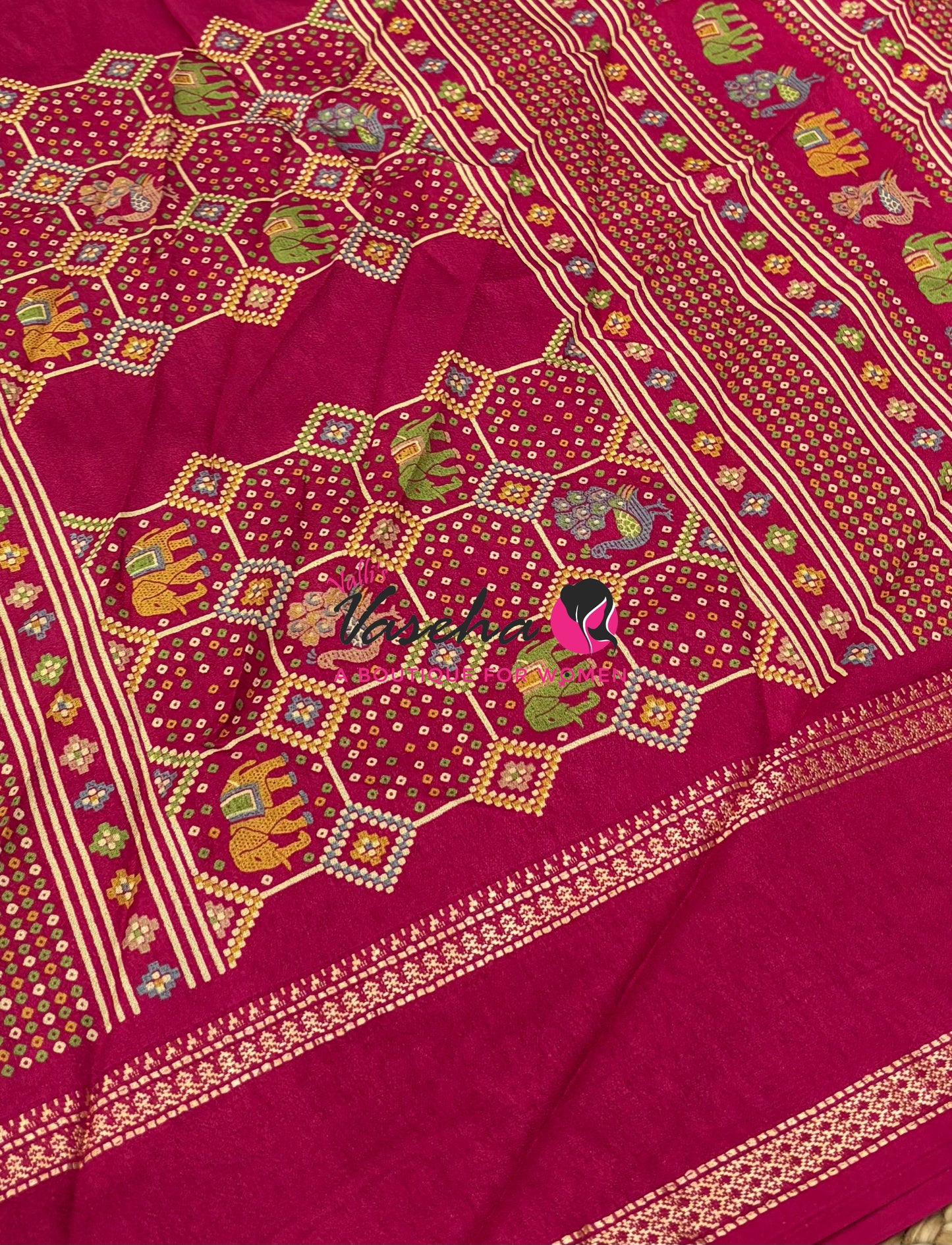 Casual Wear - Semi Printed Silk - Fancy Mixed Variety - Dark Pink - VVFMC008