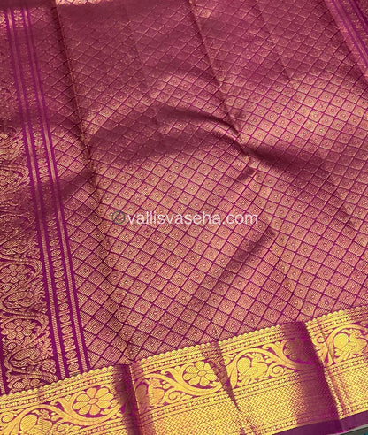 Pure Kanchipuram Silk Saree - Peachish Pink & Purplish Pink Combo - VVPS014