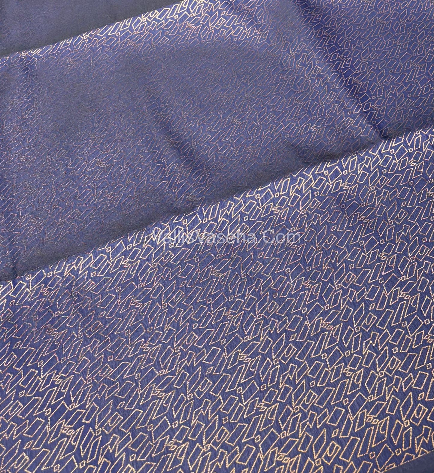 Semi Soft Silk - Borderless - Contemporary Design - Navy Blue Shade -VVSSS012
