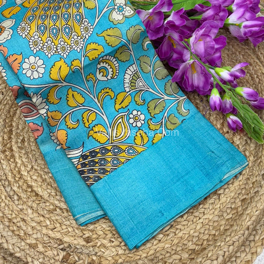 Pure Tussar Silk  - Blue With Blue Shade -  VVPTS001