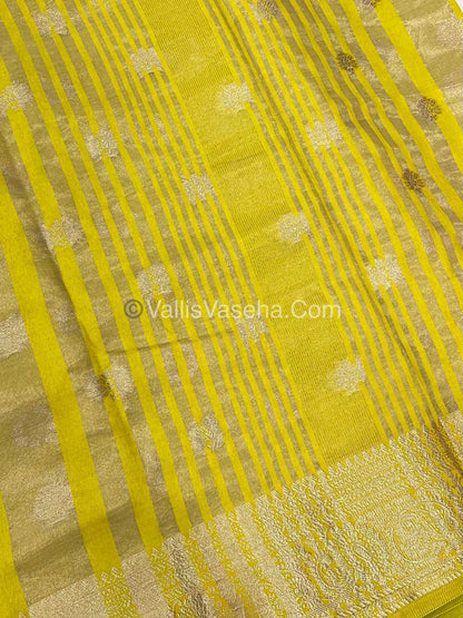 Semi Tussar Silk Saree |Yellow shade |VVSTS044