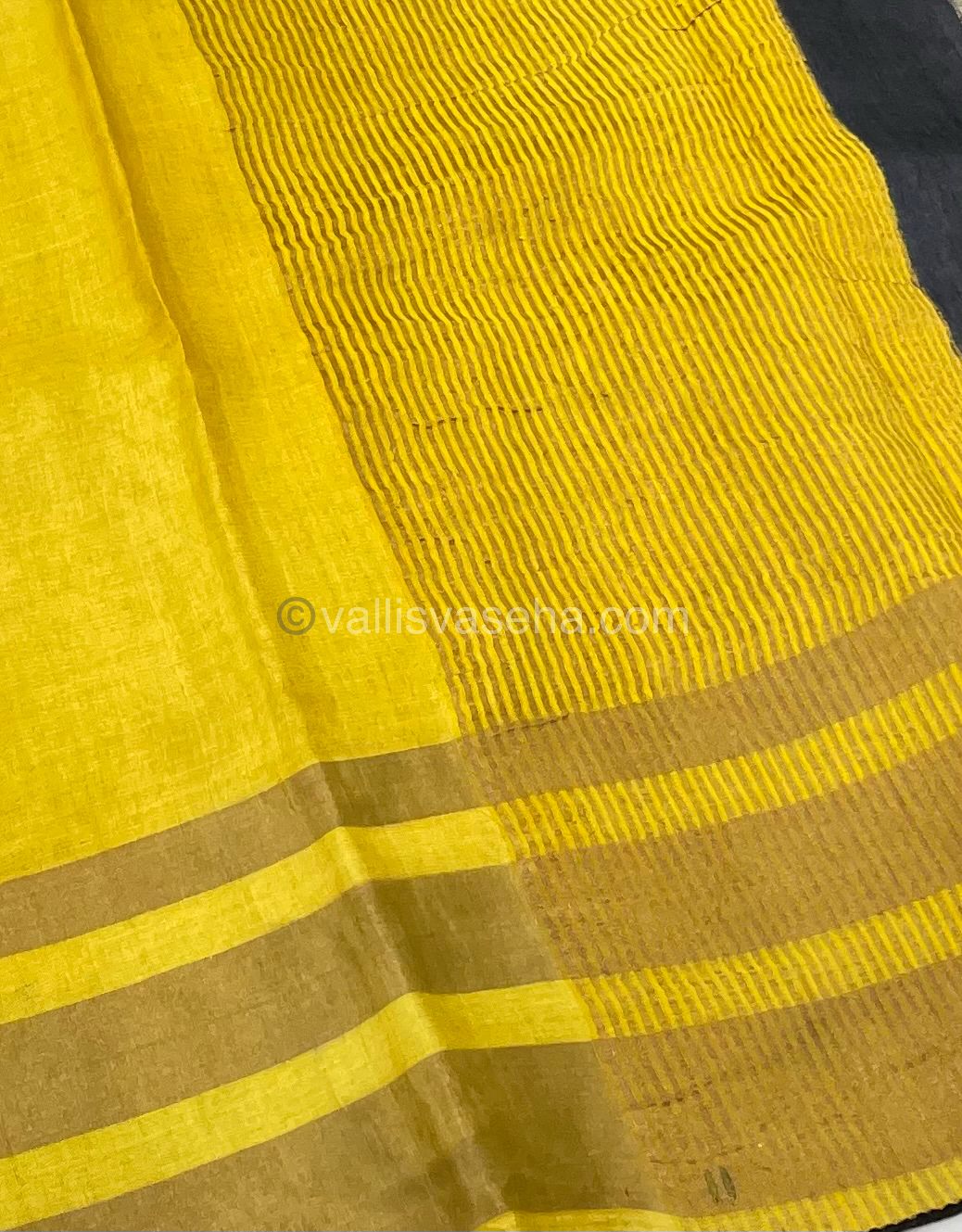 Pure Tussar Silk - Cream With Yellow & Black Shade - VVPTS001