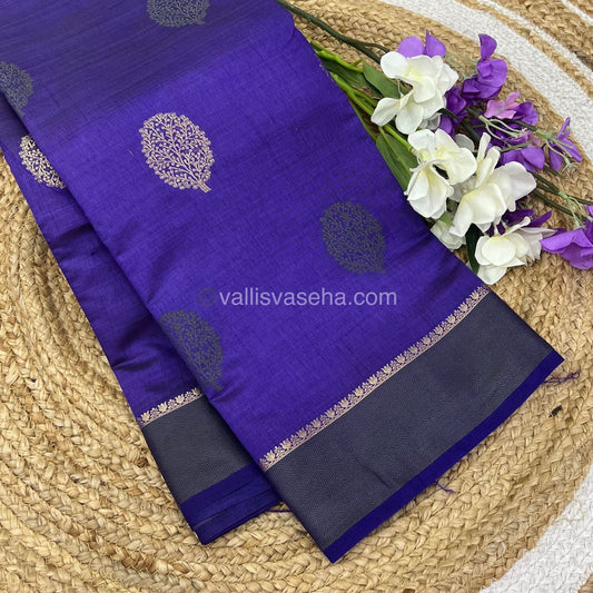 Semi Tussar Silk Saree - Violetish Blue Shade - VVSTS009