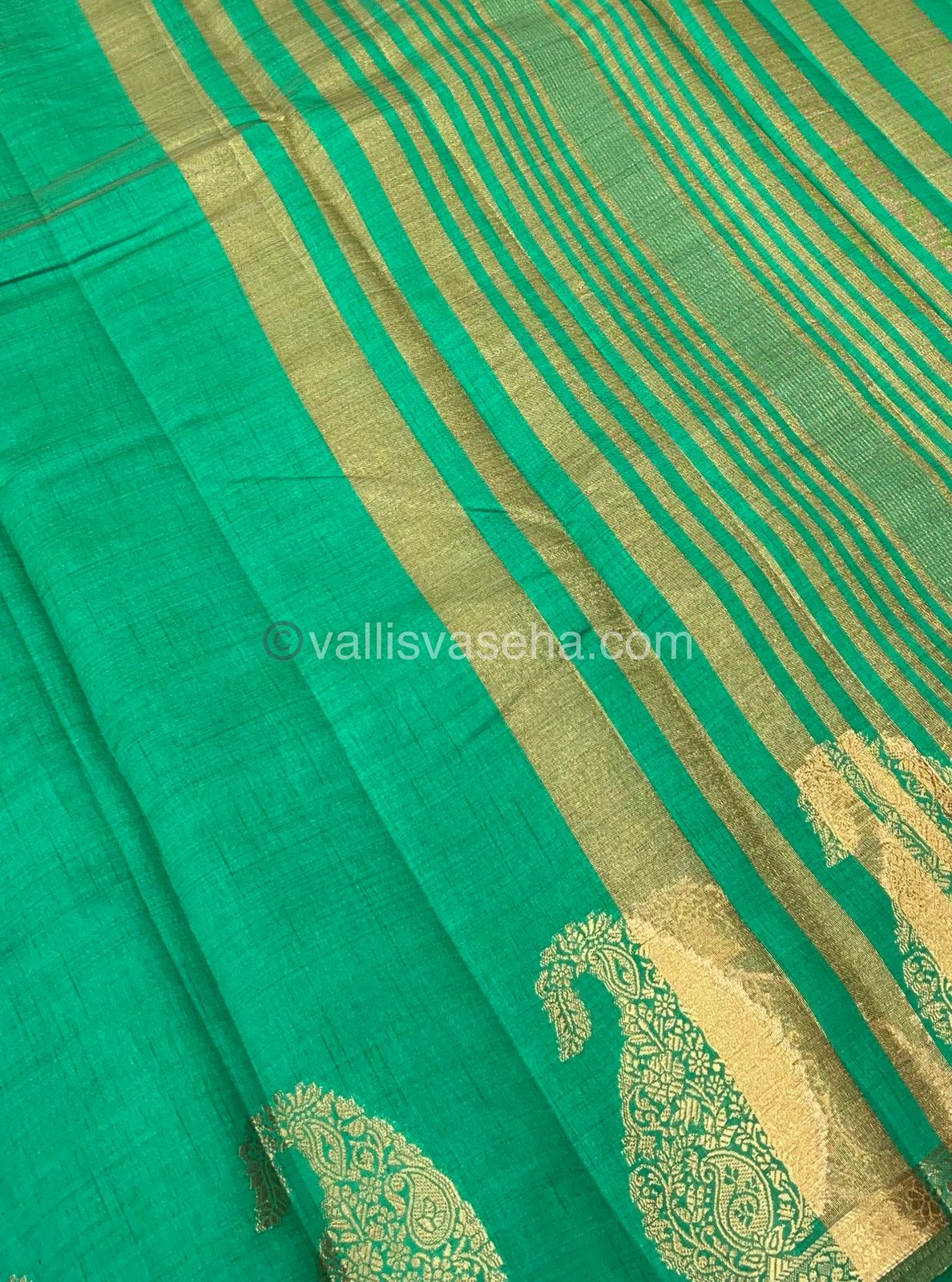 Semi Tussar Silk - Small Mango - - Ramar Green Shade - VVSTS002