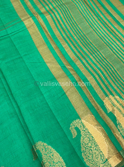 Semi Tussar Silk - Small Mango - - Ramar Green Shade - VVSTS002
