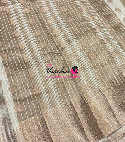 Semi Tussar Silk Saree | Cream Shade |VVSTS053
