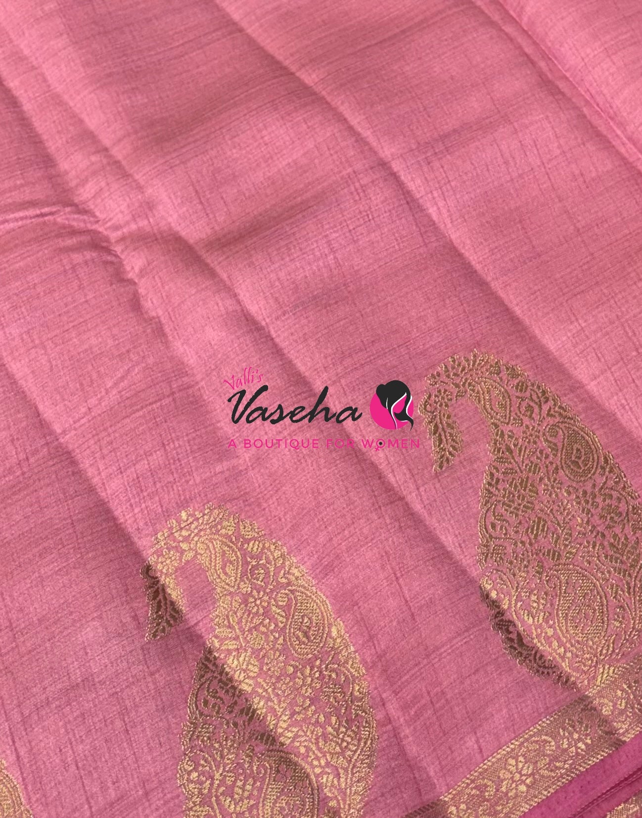 Semi Tussar Silk - Small Mango - Baby Pink Shade - VVSTS002