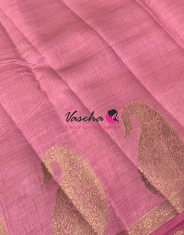 Semi Tussar Silk - Small Mango - Baby Pink Shade - VVSTS002