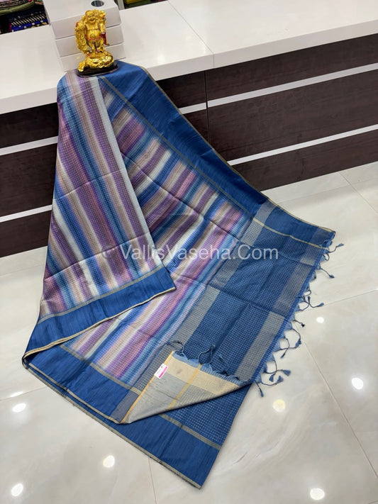 Semi Tussar Silk - Vairavoosi Design - Multi colour - VVSTS038