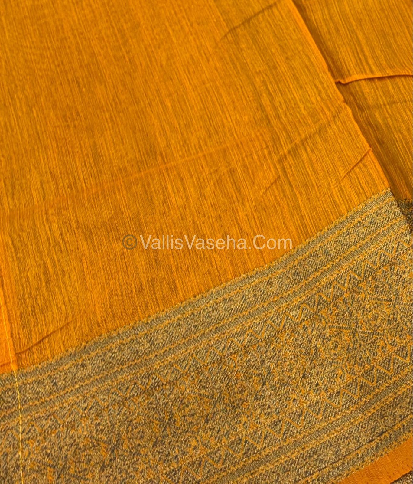 Bamboo Silk Saree - Brown With Mustard Yellow Shade - VVBSS006