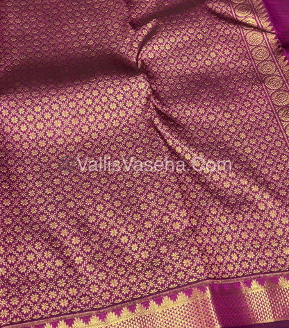 Pure Kanchipuram Silk Saree - Dual Tone Pink & Purplish Pink Shade  - VVPS031