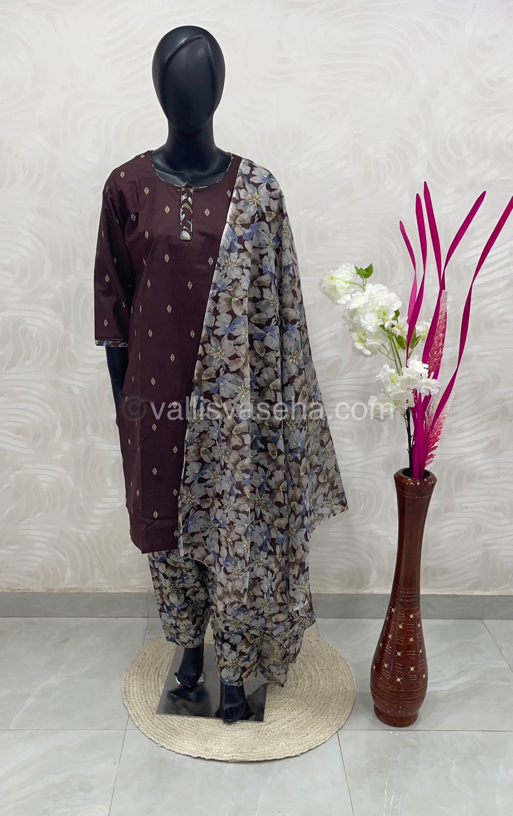 Ready Made - Semi Patiyala 3(pc) Set - Printed Cotton - VVRSP001