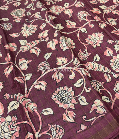 Pure Tussar Silk - Maroon With Maroon Shade - VVPTS001