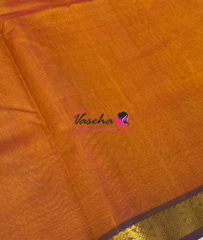 Pure Silk Cotton Sarees - Mango Yellow With Blue - VVPSC017