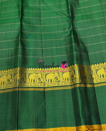 Pure Vintage Korvai Kanchipuram Silk Saree - Red & Green Combo - VVPS046