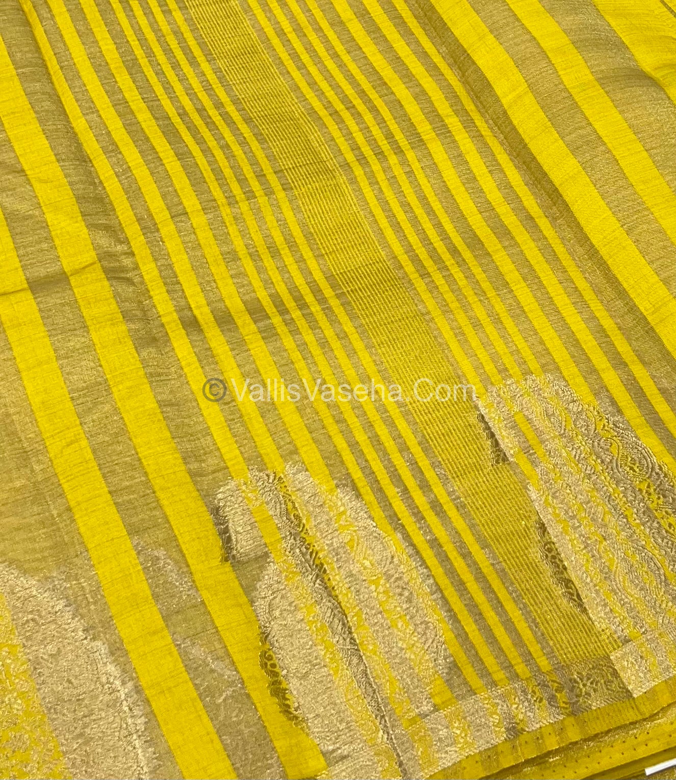 Semi Tussar Silk - Small Mango - Lemon Yellow Shade - VVSTS002