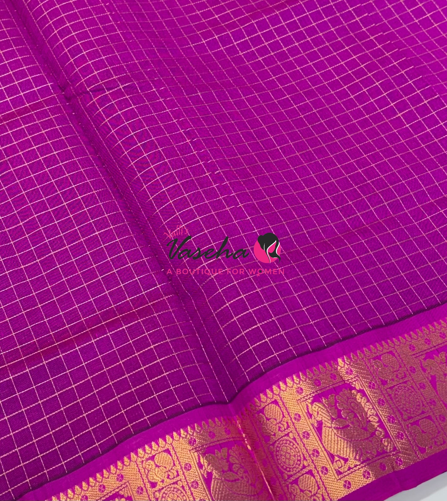 Pure Silk Cotton Saree - Green With Purple - Lakshadeepam Design - VVPLD004