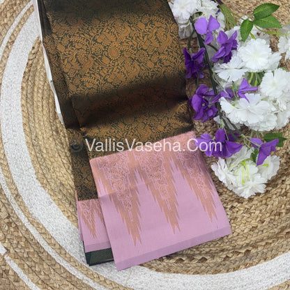 Kanchi Semi Silk  -Green with Pink - VVKSS003