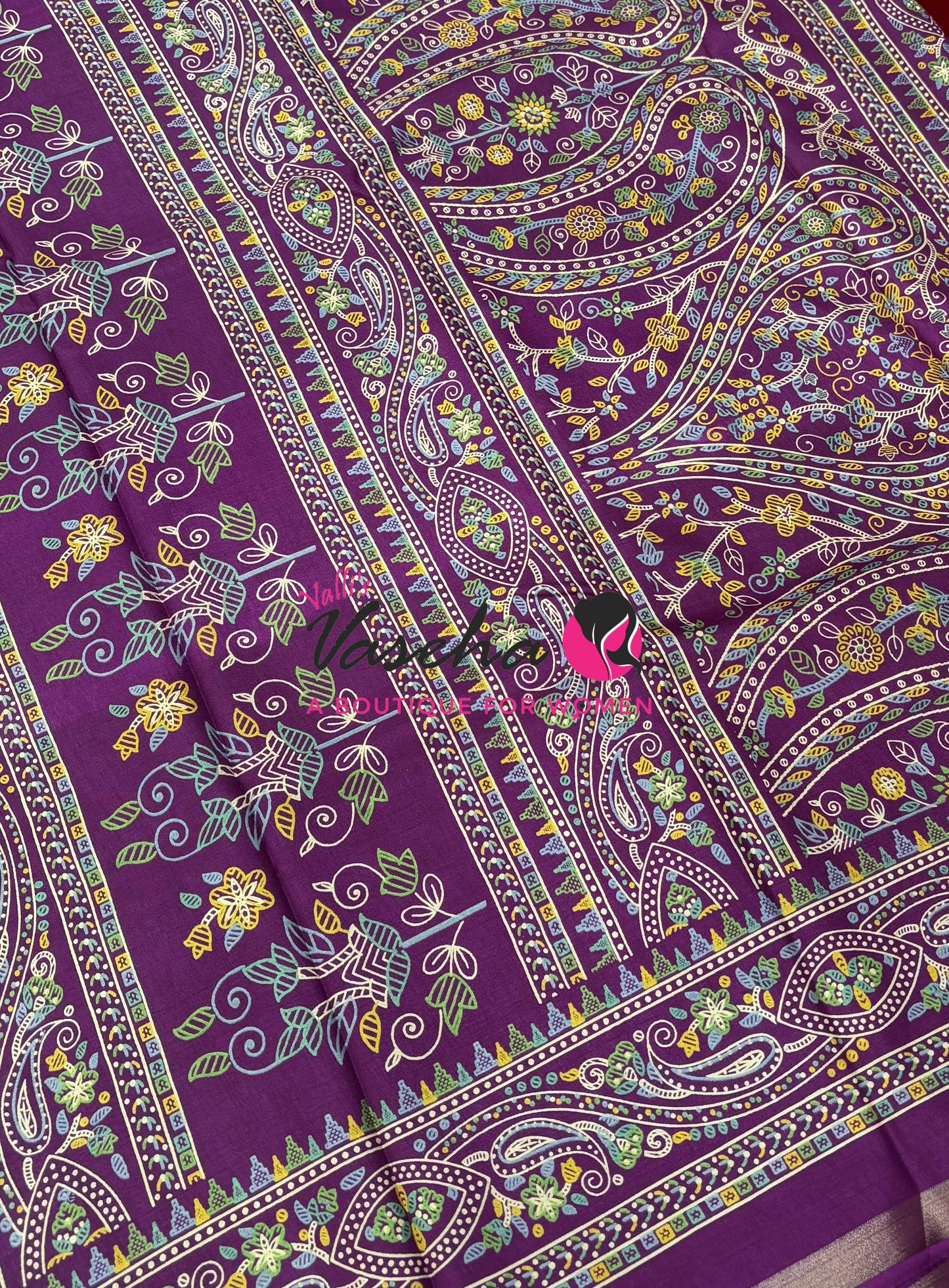 Casual Wear - Fancy Printed Silk  - Wine  Shade - VVFPS001
