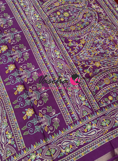 Casual Wear - Fancy Printed Silk  - Wine  Shade - VVFPS001