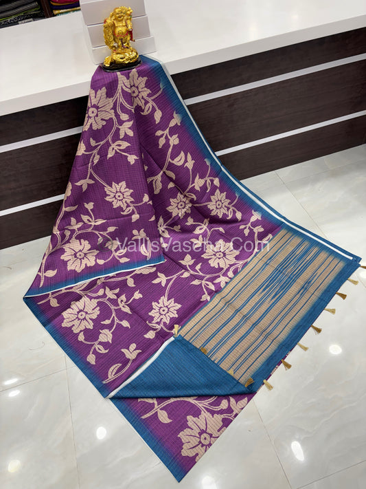 Art Tussar / Art Silk - Purple & Blue Shade - VVATS003