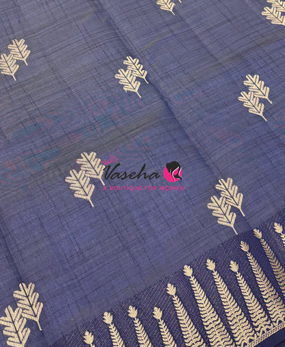 Semi Tussar Silk Saree | Navy Blue  Shade |VVSTS050